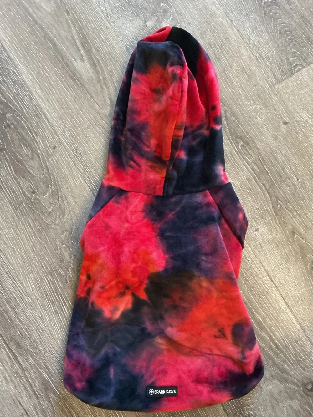 Red & Black Tie-Dye Dog Hoodie Spark Paws 2X